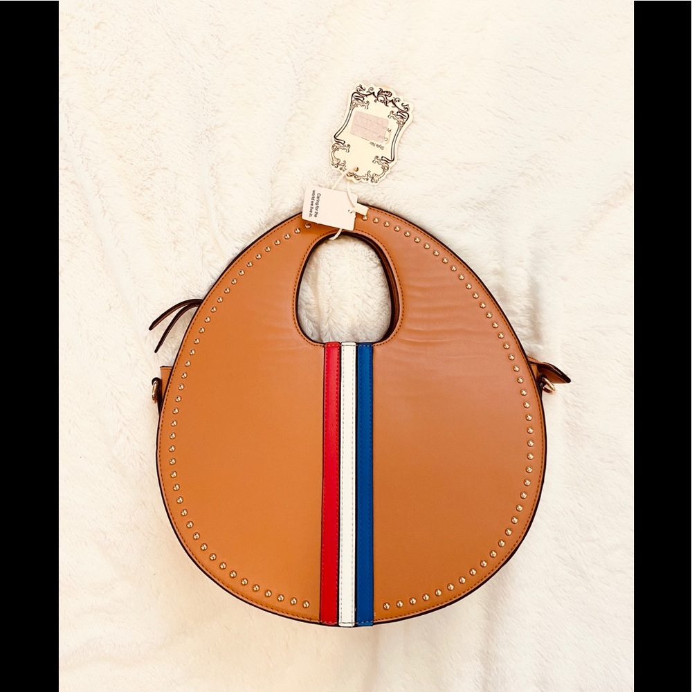 NWT vegan Alyssa circular brown faux leather purse